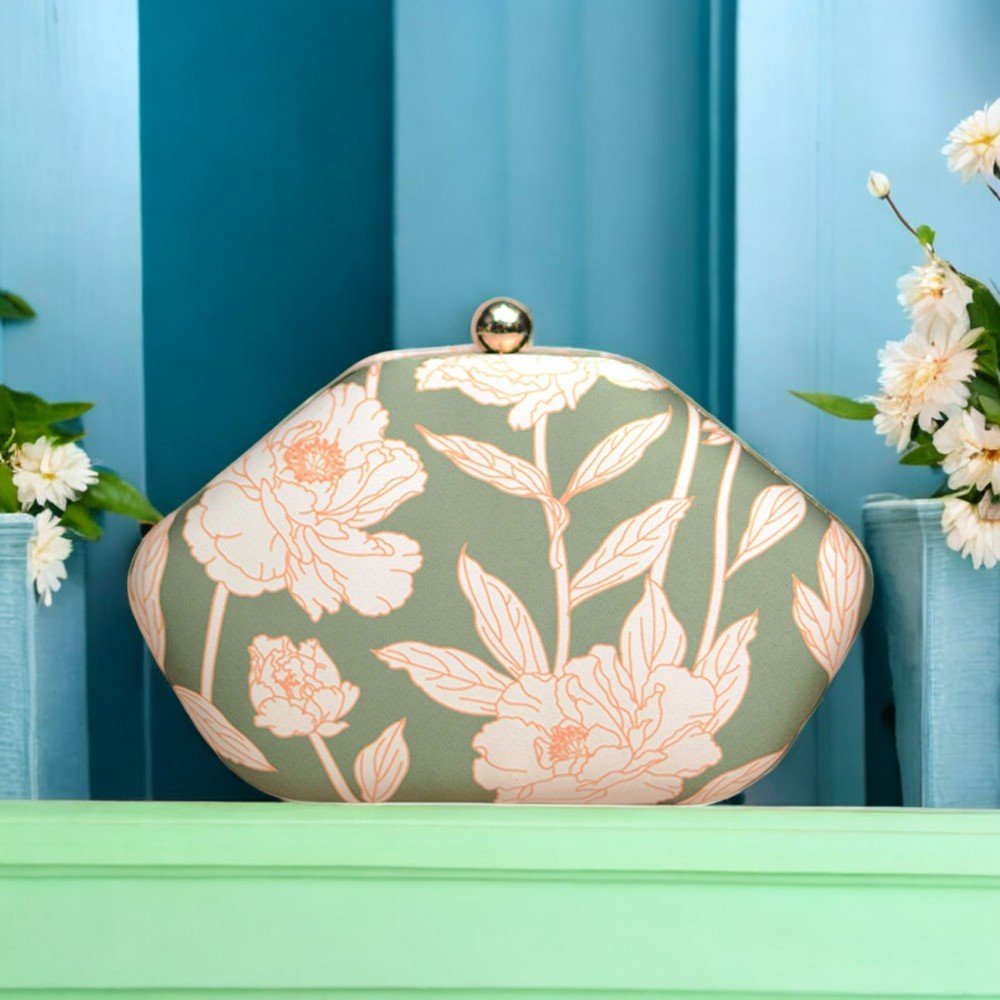 Exclusive Clutch with Unique Shape & Leaf Print Clutch La Vie Bien Exclusive Clutch with Unique Shape & Leaf Print