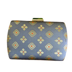 Exclusive Gray Clutch with Golden Zari Butti Design Clutch La Vie Bien Exclusive Gray Clutch with Golden Zari Butti Design