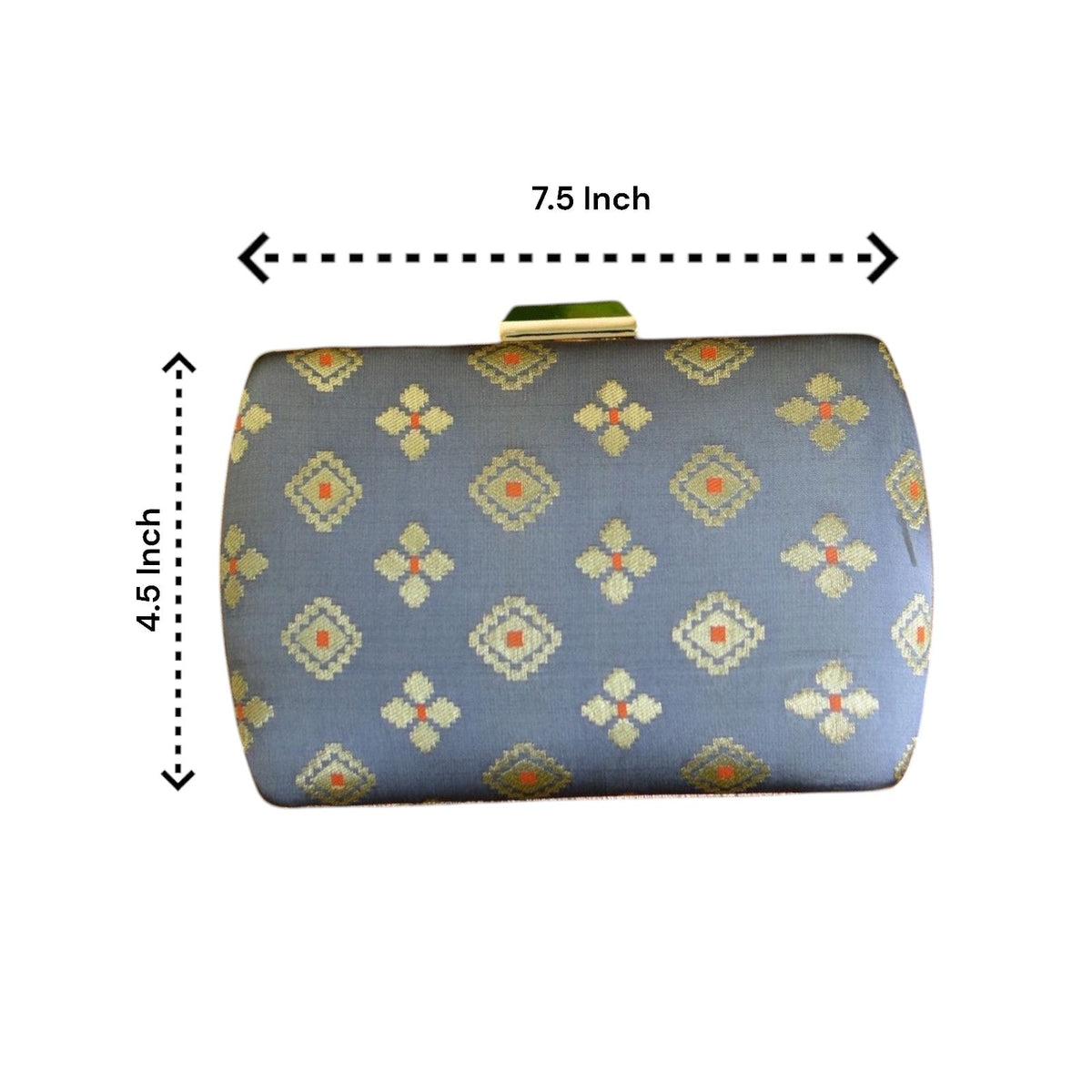 Exclusive Gray Clutch with Golden Zari Butti Design Clutch La Vie Bien Exclusive Gray Clutch with Golden Zari Butti Design