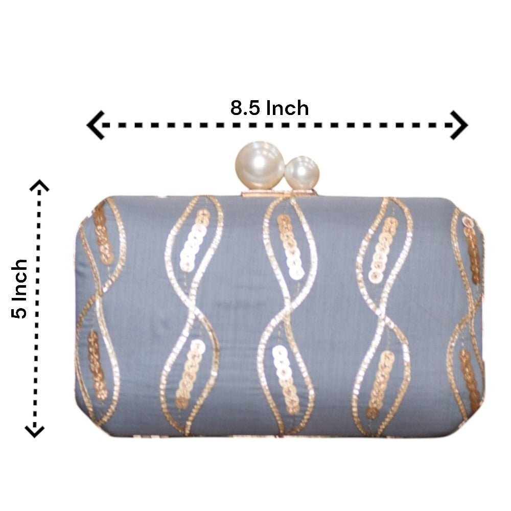 Exclusive Gray Clutch with Sequence Work Clutch La Vie Bien Exclusive Gray Clutch with Sequence Work