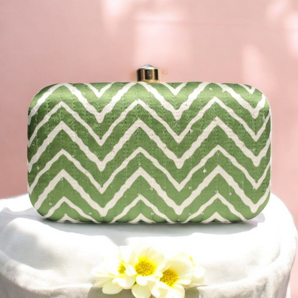 Exclusive Lehariya Green Clutch Clutch La Vie Bien Exclusive Lehariya Green Clutch