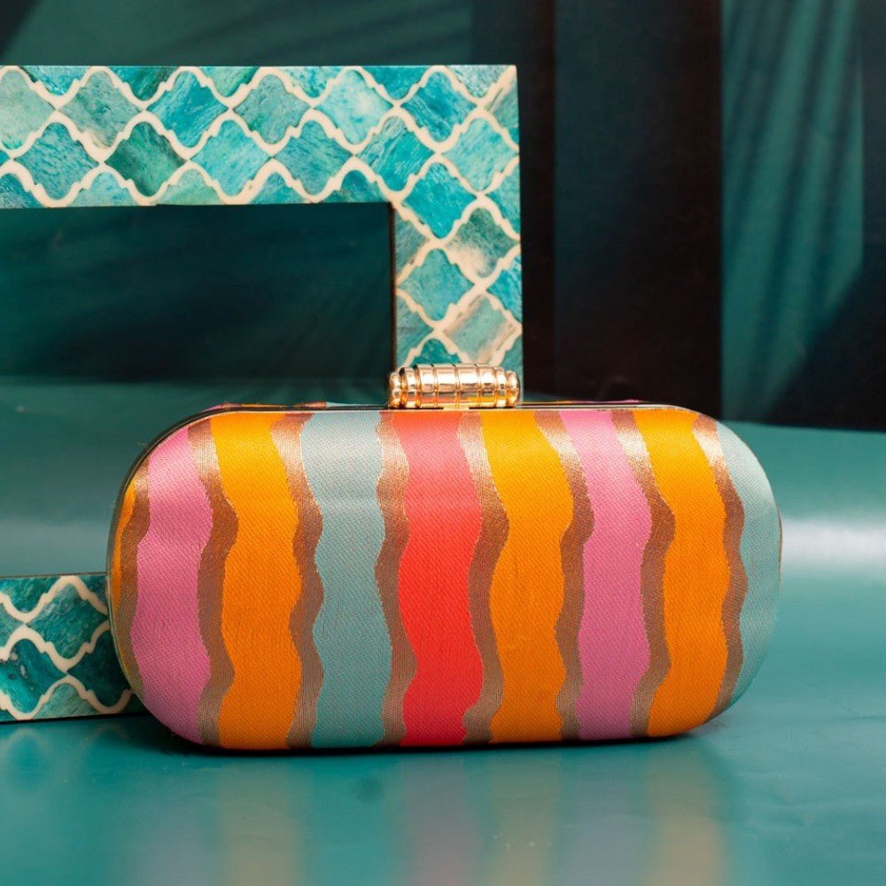Exclusive Multicolor Cylindrical Shape Clutch Clutch La Vie Bien Exclusive Multicolor Cylindrical Shape Clutch