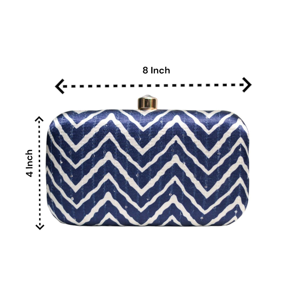Exclusive Navy Blue Lehriya Print Clutch Clutch La Vie Bien Exclusive Navy Blue Lehriya Print Clutch