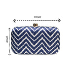Exclusive Navy Blue Lehriya Print Clutch Clutch La Vie Bien Exclusive Navy Blue Lehriya Print Clutch