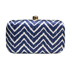 Exclusive Navy Blue Lehriya Print Clutch Clutch La Vie Bien Exclusive Navy Blue Lehriya Print Clutch