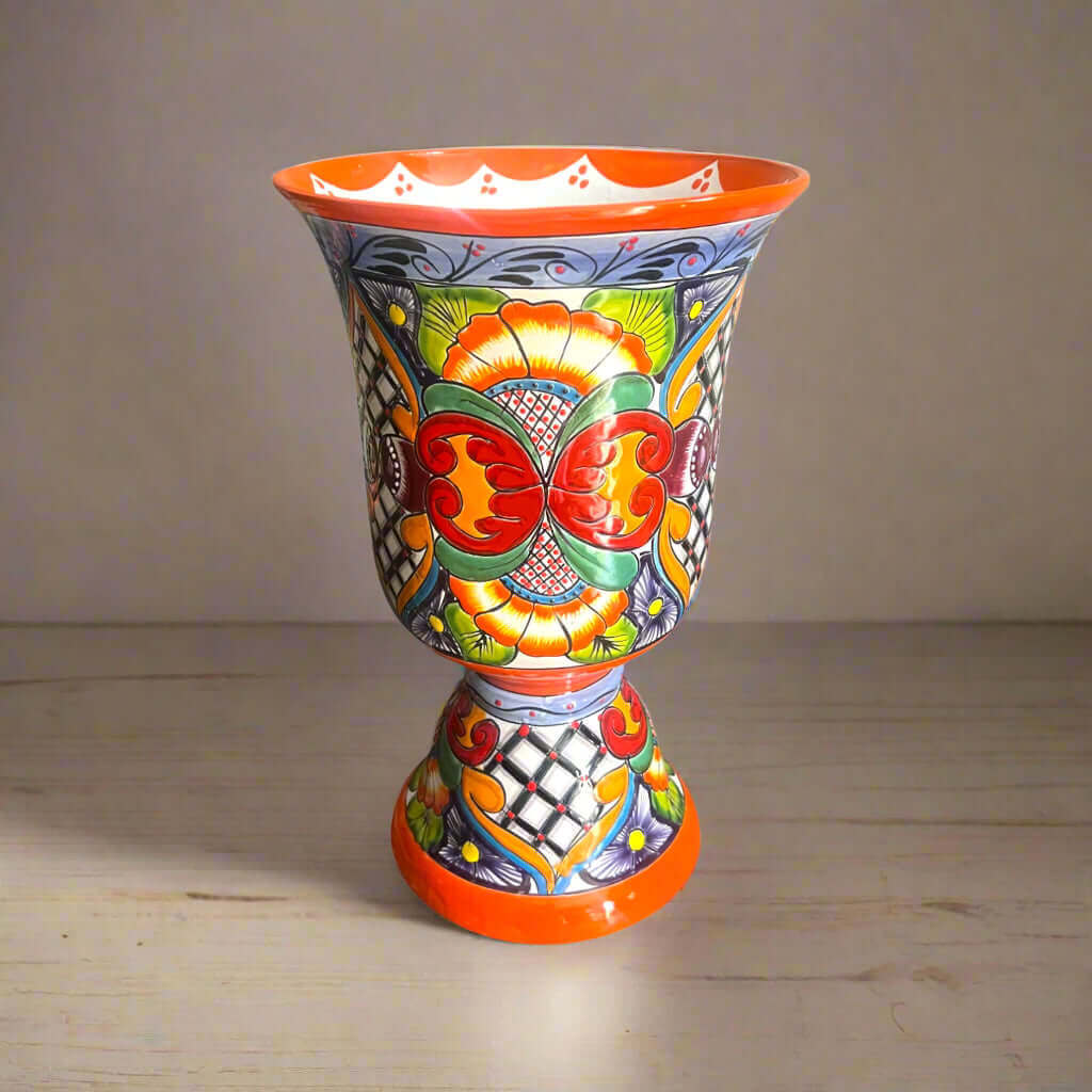 Extra Large Talavera Flower Pot | Hand-Painted Pedestal Planter Talavera Flower Pot La Vie Bien Extra Large Talavera Flower Pot | Hand-Painted Pedestal Planter