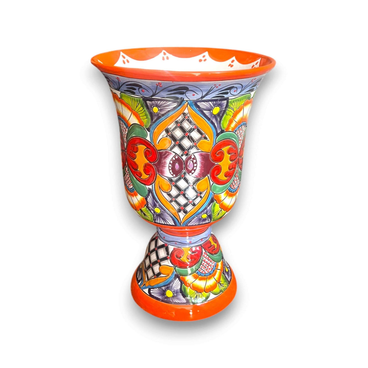 Extra Large Talavera Flower Pot | Hand-Painted Pedestal Planter Talavera Flower Pot La Vie Bien Extra Large Talavera Flower Pot | Hand-Painted Pedestal Planter