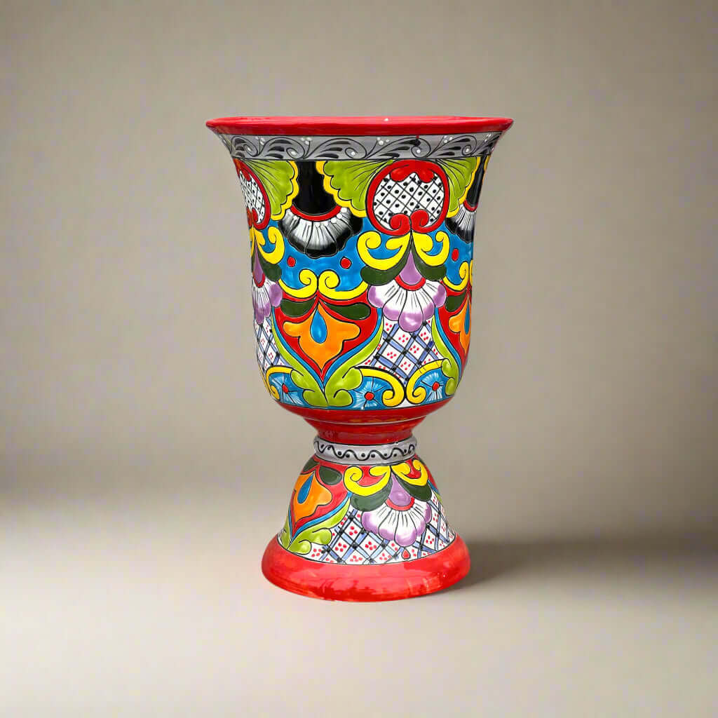 Extra Large Talavera Flower Pot | Hand-Painted Pedestal Planter Talavera Flower Pot La Vie Bien Extra Large Talavera Flower Pot | Hand-Painted Pedestal Planter