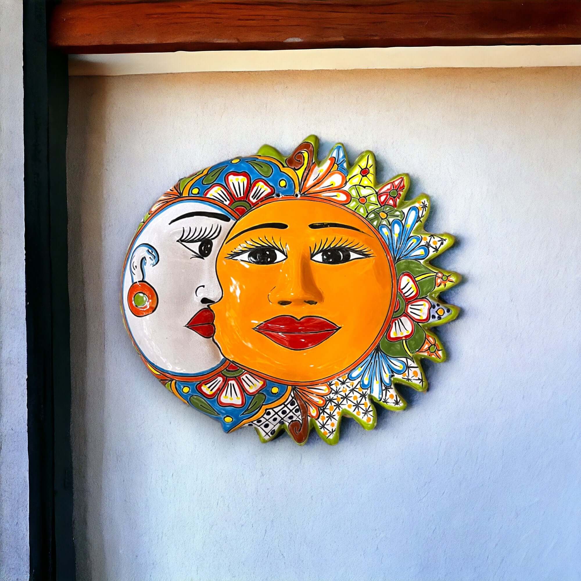Extra Large Talavera Sun & Moon Wall Art | Mexican Handmade Eclipse Decor Talavera Wall Art La Vie Bien Extra Large Talavera Sun & Moon Wall Art | Mexican Handmade Eclipse Decor