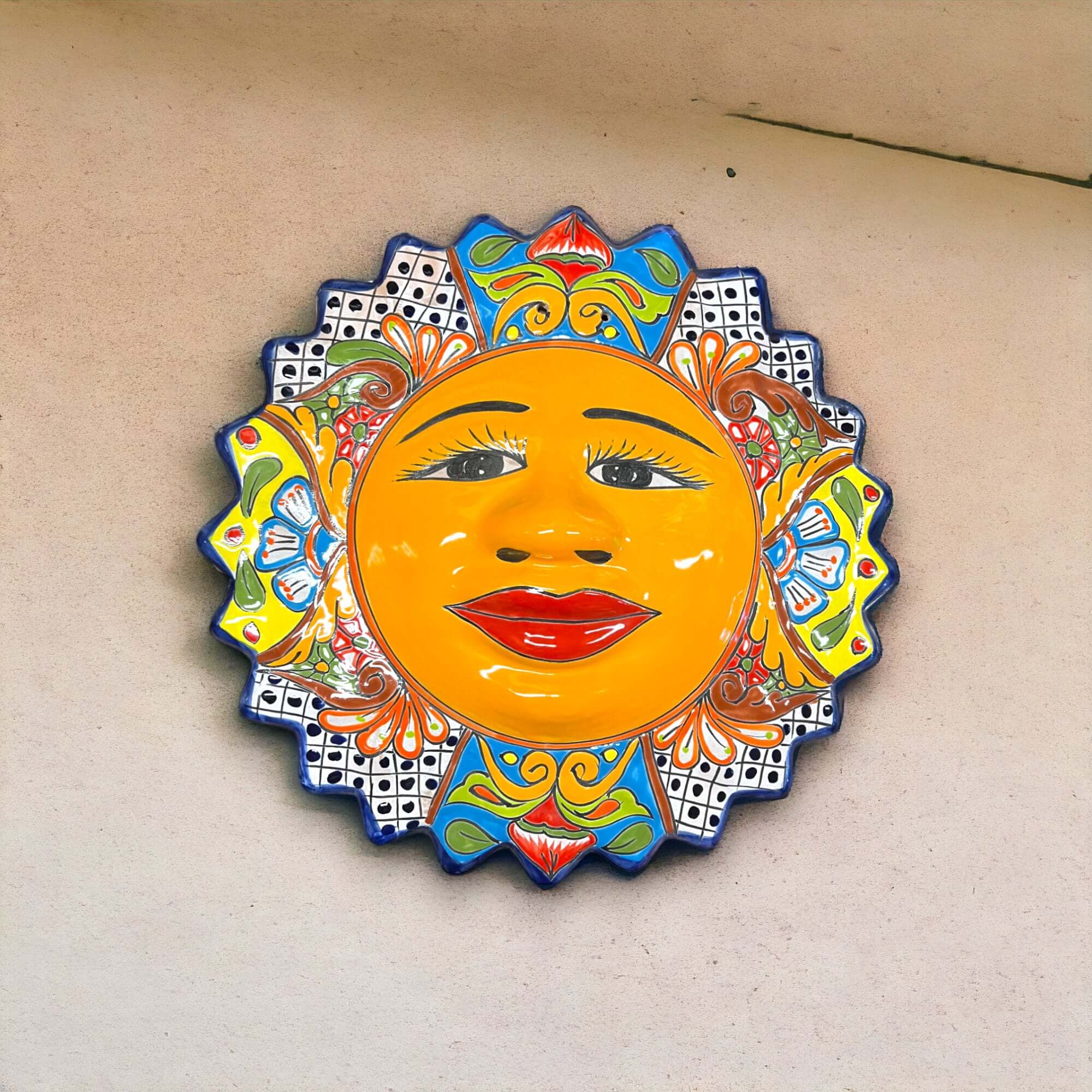 Extra Large Talavera Sun Wall Art | Handmade Mexican Decor Talavera Wall Art La Vie Bien Extra Large Talavera Sun Wall Art | Handmade Mexican Decor
