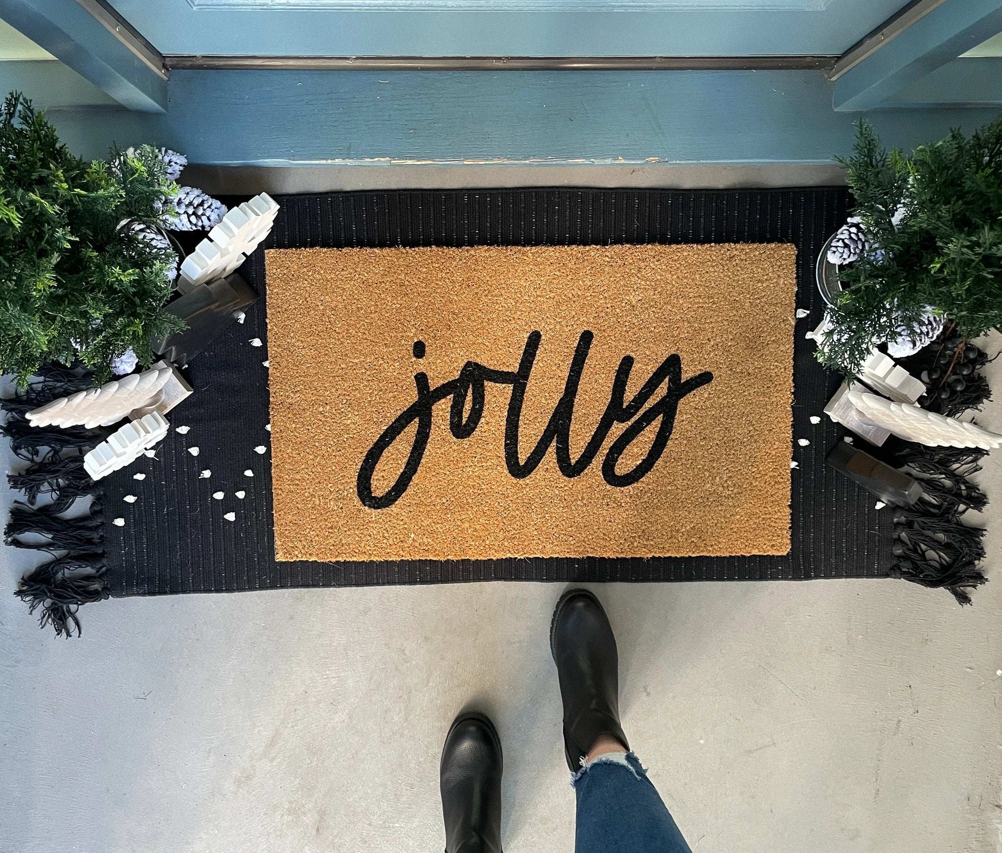 Extra Long Black Accent Rug, 24x52 inches by Nickel Designs Custom Doormats