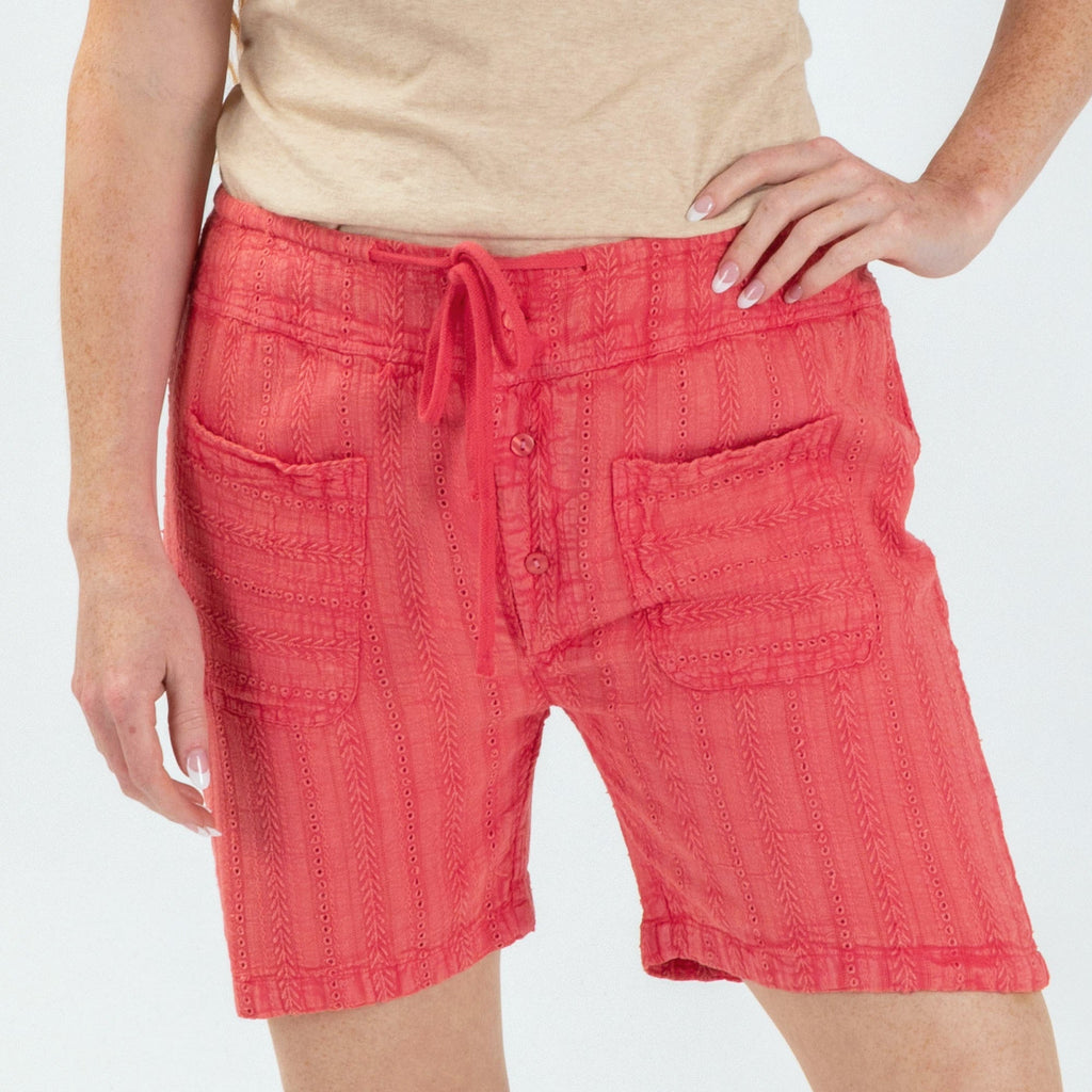 Eyelet Embroidered Relaxed Shorts Shorts La Vie Bien Eyelet Embroidered Relaxed Shorts