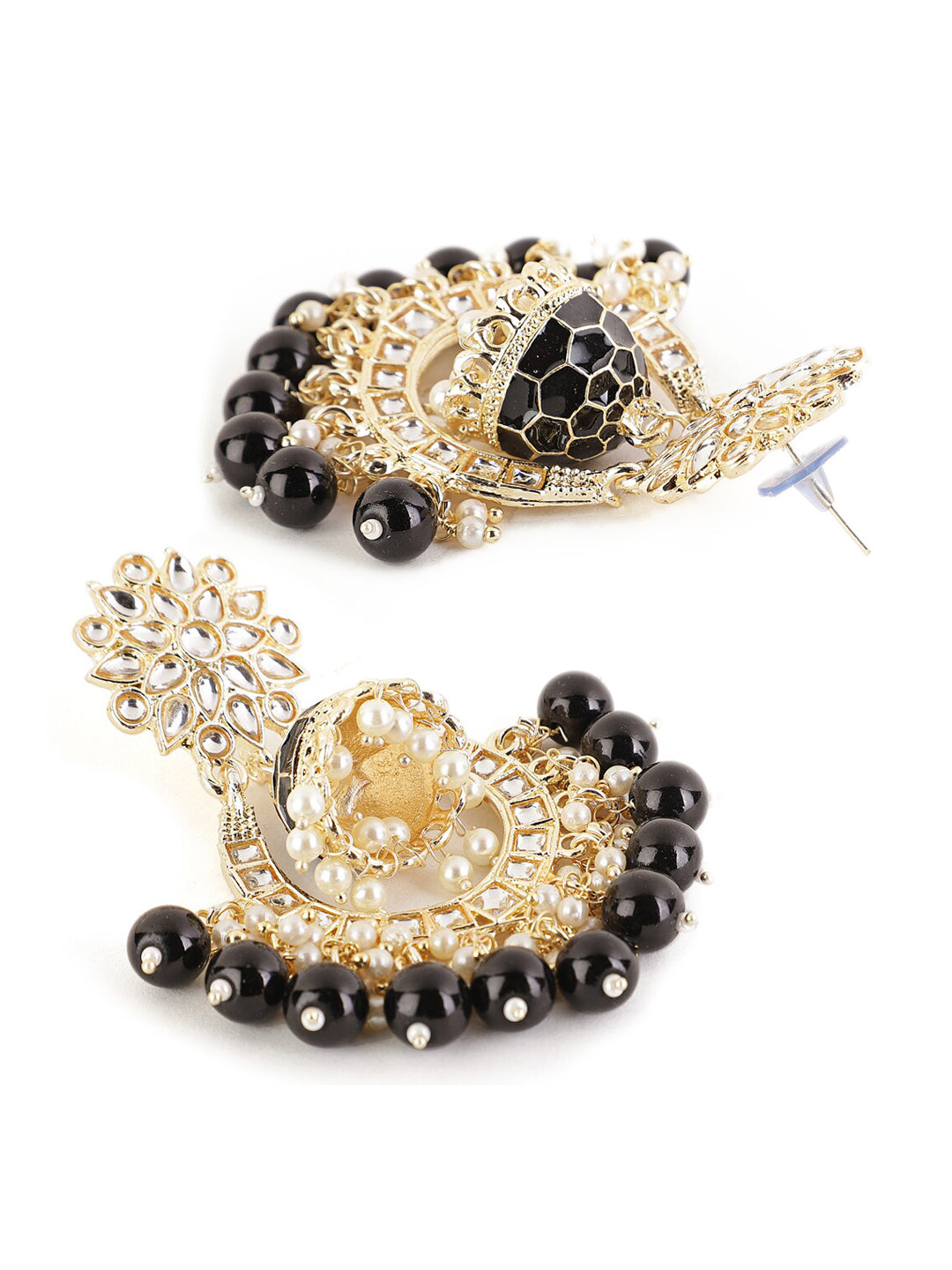 Shining Diva Black Classic Chandbalis Earrings