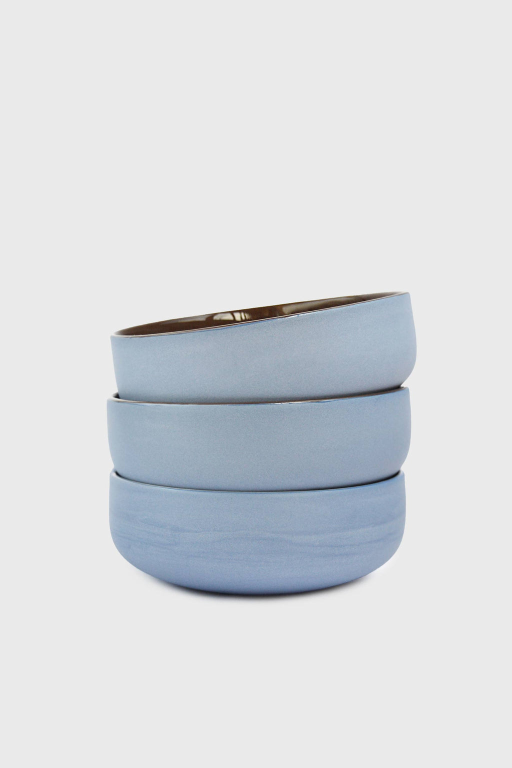 Handmade Porcelain Everyday Bowl. Forget-me-not/Chocolate