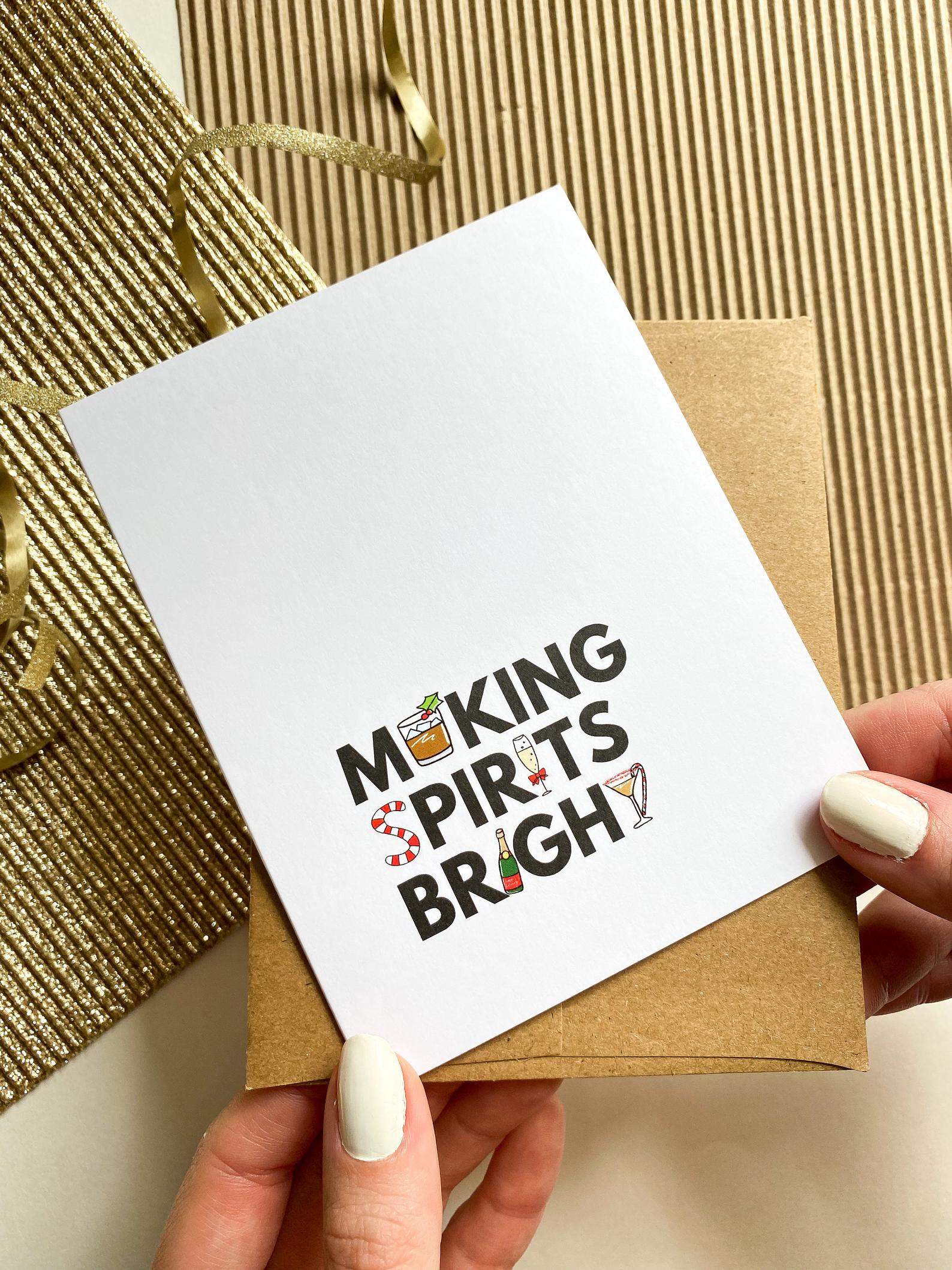Making Spirits Bright Card Holiday Card Funny Christmas Card Funny Holiday Card
