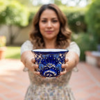 Talavera Flower Pot | Handcrafted Blue & White Mexican Ceramic