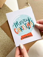 Merry Christmas Snow Globe Card Cute Christmas Card by Five Dot Post