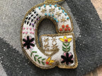 Fabric Alphabet Ornament w/ Beads & Embroidery, Multi Color, 26 Styles Ornaments La Vie Bien Fabric Alphabet Ornament w/ Beads & Embroidery, Multi Color, 26 Styles