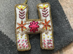 Fabric Alphabet Ornament w/ Beads & Embroidery, Multi Color, 26 Styles Ornaments La Vie Bien Fabric Alphabet Ornament w/ Beads & Embroidery, Multi Color, 26 Styles