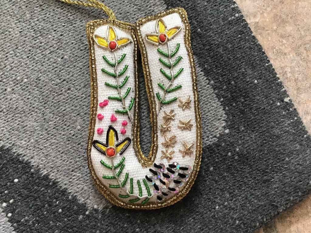 Fabric Alphabet Ornament w/ Beads & Embroidery, Multi Color, 26 Styles Ornaments La Vie Bien Fabric Alphabet Ornament w/ Beads & Embroidery, Multi Color, 26 Styles