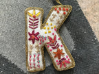 Fabric Alphabet Ornament w/ Beads & Embroidery, Multi Color, 26 Styles Ornaments La Vie Bien Fabric Alphabet Ornament w/ Beads & Embroidery, Multi Color, 26 Styles