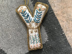 Fabric Alphabet Ornament w/ Beads & Embroidery, Multi Color, 26 Styles Ornaments La Vie Bien Fabric Alphabet Ornament w/ Beads & Embroidery, Multi Color, 26 Styles