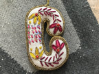 Fabric Alphabet Ornament w/ Beads & Embroidery, Multi Color, 26 Styles Ornaments La Vie Bien Fabric Alphabet Ornament w/ Beads & Embroidery, Multi Color, 26 Styles
