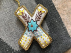 Fabric Alphabet Ornament w/ Beads & Embroidery, Multi Color, 26 Styles Ornaments La Vie Bien Fabric Alphabet Ornament w/ Beads & Embroidery, Multi Color, 26 Styles