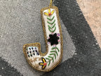 Fabric Alphabet Ornament w/ Beads & Embroidery, Multi Color, 26 Styles Ornaments La Vie Bien Fabric Alphabet Ornament w/ Beads & Embroidery, Multi Color, 26 Styles