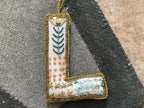 Fabric Alphabet Ornament w/ Beads & Embroidery, Multi Color, 26 Styles Ornaments La Vie Bien Fabric Alphabet Ornament w/ Beads & Embroidery, Multi Color, 26 Styles