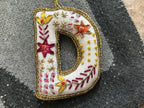Fabric Alphabet Ornament w/ Beads & Embroidery, Multi Color, 26 Styles Ornaments La Vie Bien Fabric Alphabet Ornament w/ Beads & Embroidery, Multi Color, 26 Styles