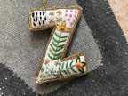 Fabric Alphabet Ornament w/ Beads & Embroidery, Multi Color, 26 Styles Ornaments La Vie Bien Fabric Alphabet Ornament w/ Beads & Embroidery, Multi Color, 26 Styles