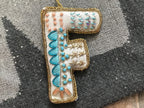 Fabric Alphabet Ornament w/ Beads & Embroidery, Multi Color, 26 Styles Ornaments La Vie Bien Fabric Alphabet Ornament w/ Beads & Embroidery, Multi Color, 26 Styles