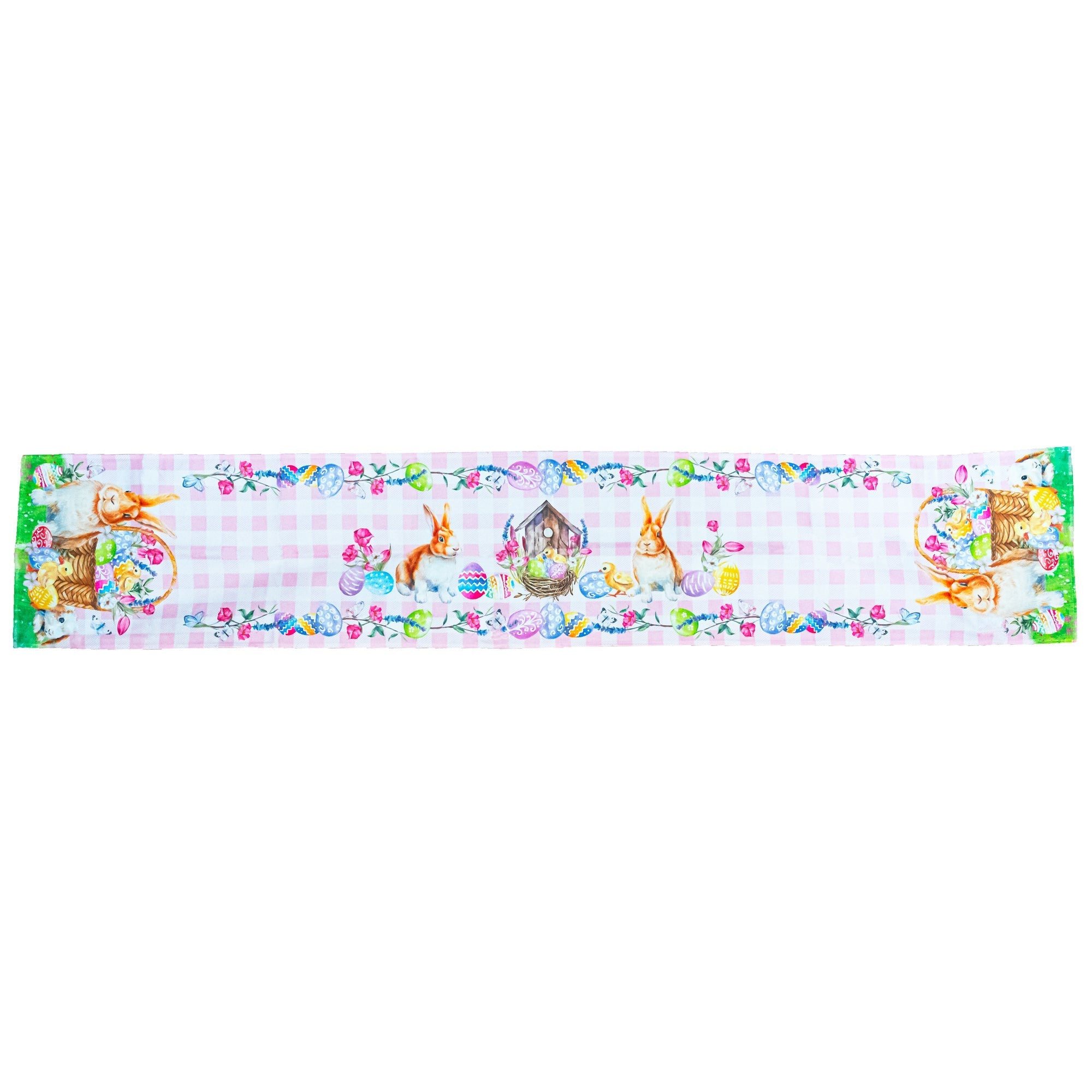 Fabric Easter Table Runner Featuring Playful Bunnies and Pastel Eggs 73 Inches Long Easter > Tableware La Vie Bien Fabric Easter Table Runner Featuring Playful Bunnies and Pastel Eggs 73 Inches Long