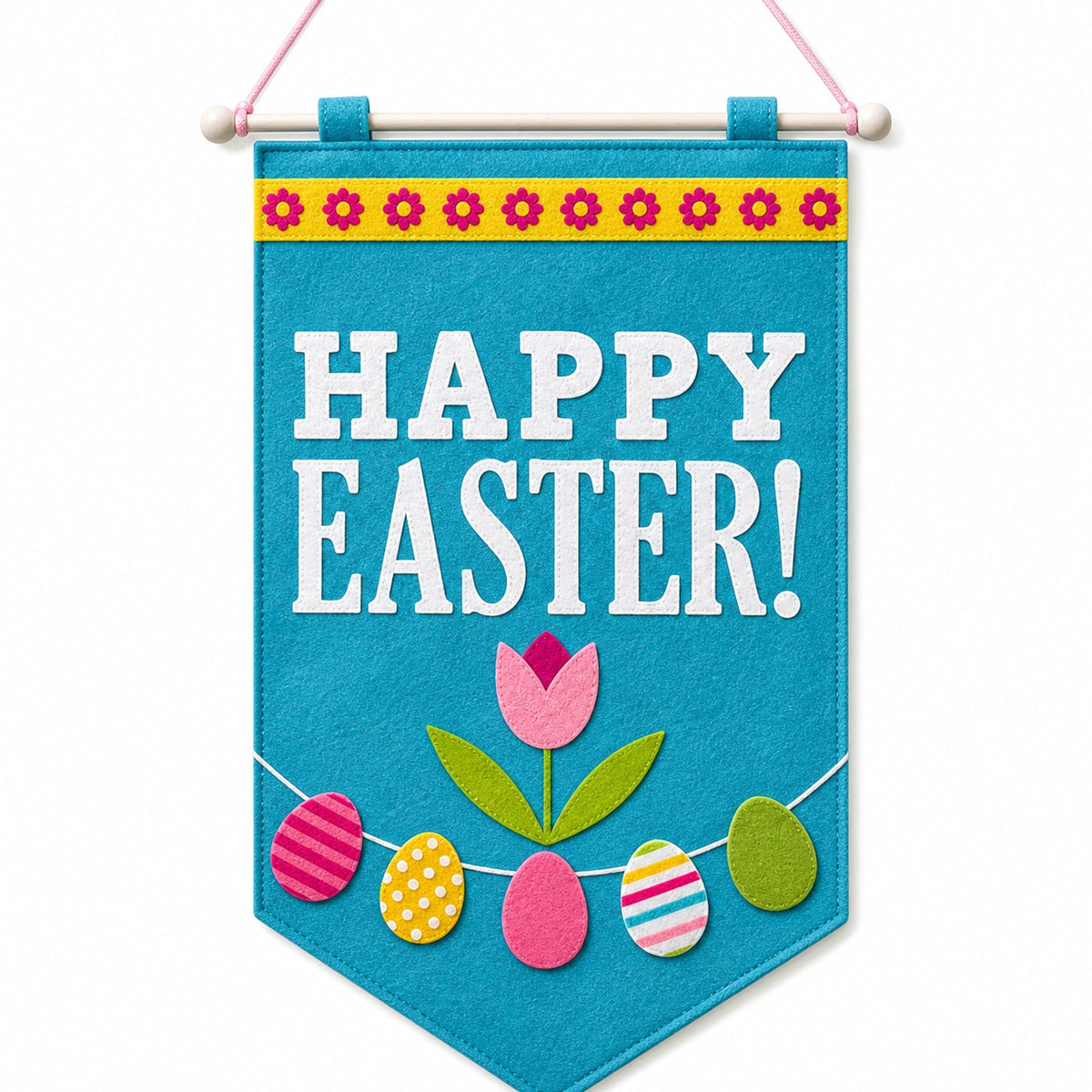 Fabric Happy Easter Banner 20.75 Inches Long Easter > Wall Decorations La Vie Bien Fabric Happy Easter Banner 20.75 Inches Long
