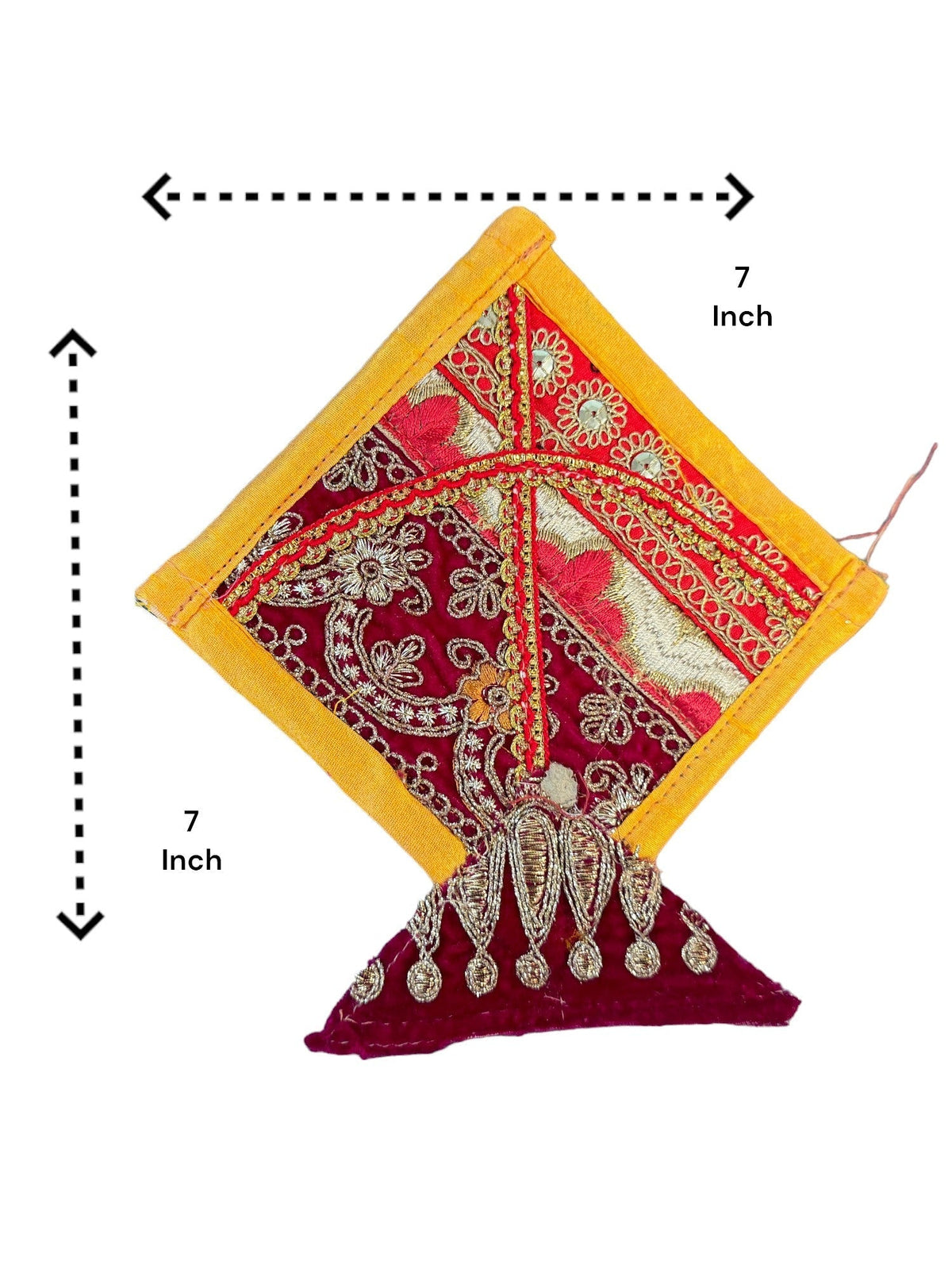 Fabric Kites with Zardozi, Set of 10 Festive Decor La Vie Bien Fabric Kites with Zardozi, Set of 10