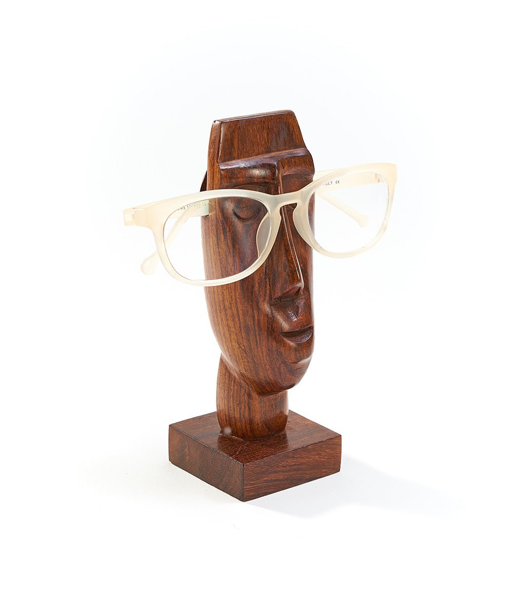 Face Glasses Holder Stand - Hand Carved Indian Rosewood HME stock line La Vie Bien Face Glasses Holder Stand - Hand Carved Indian Rosewood
