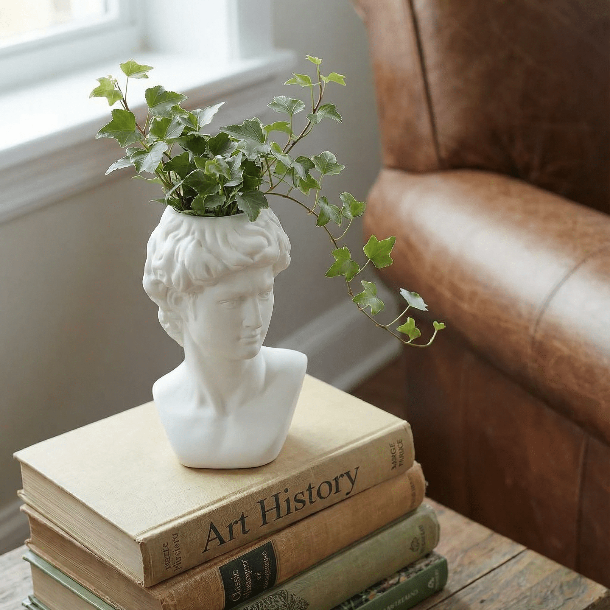 Face Statue Ceramic Decor | 5.5" Tall David Bust Greek Roman Statue by The Bullish Store