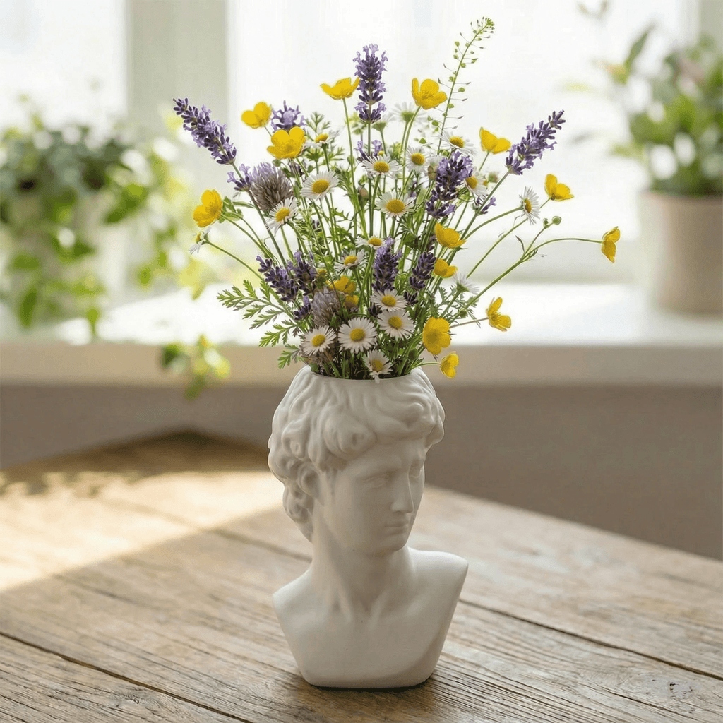 Face Statue Ceramic Decor | 5.5" Tall David Bust Greek Roman Statue by The Bullish Store