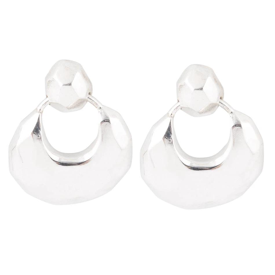 Faceted Sterling Silver Doorknocker Post Earrings by Barse Jewelry