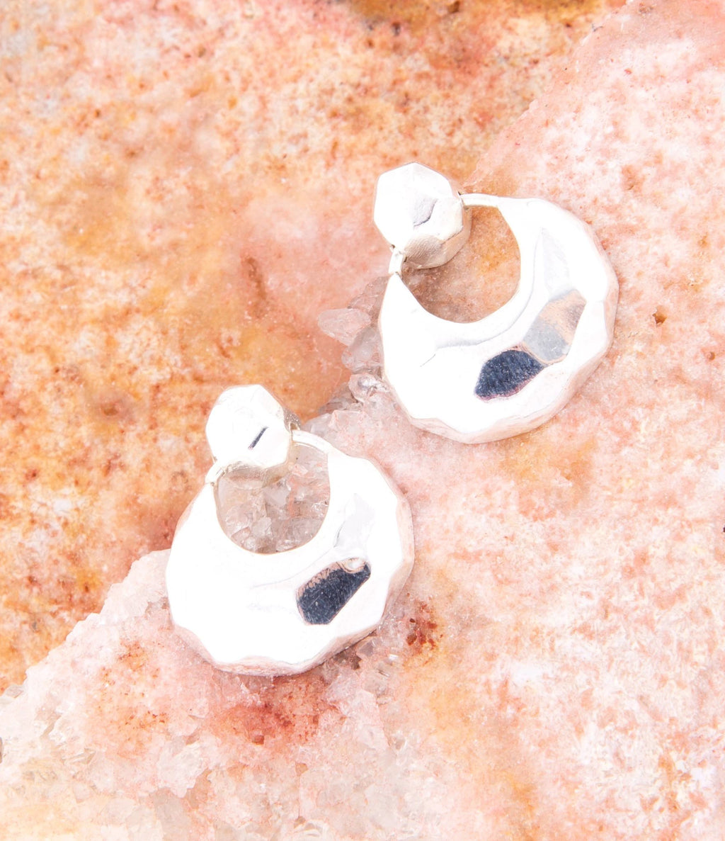 Faceted Sterling Silver Doorknocker Post Earrings by Barse Jewelry