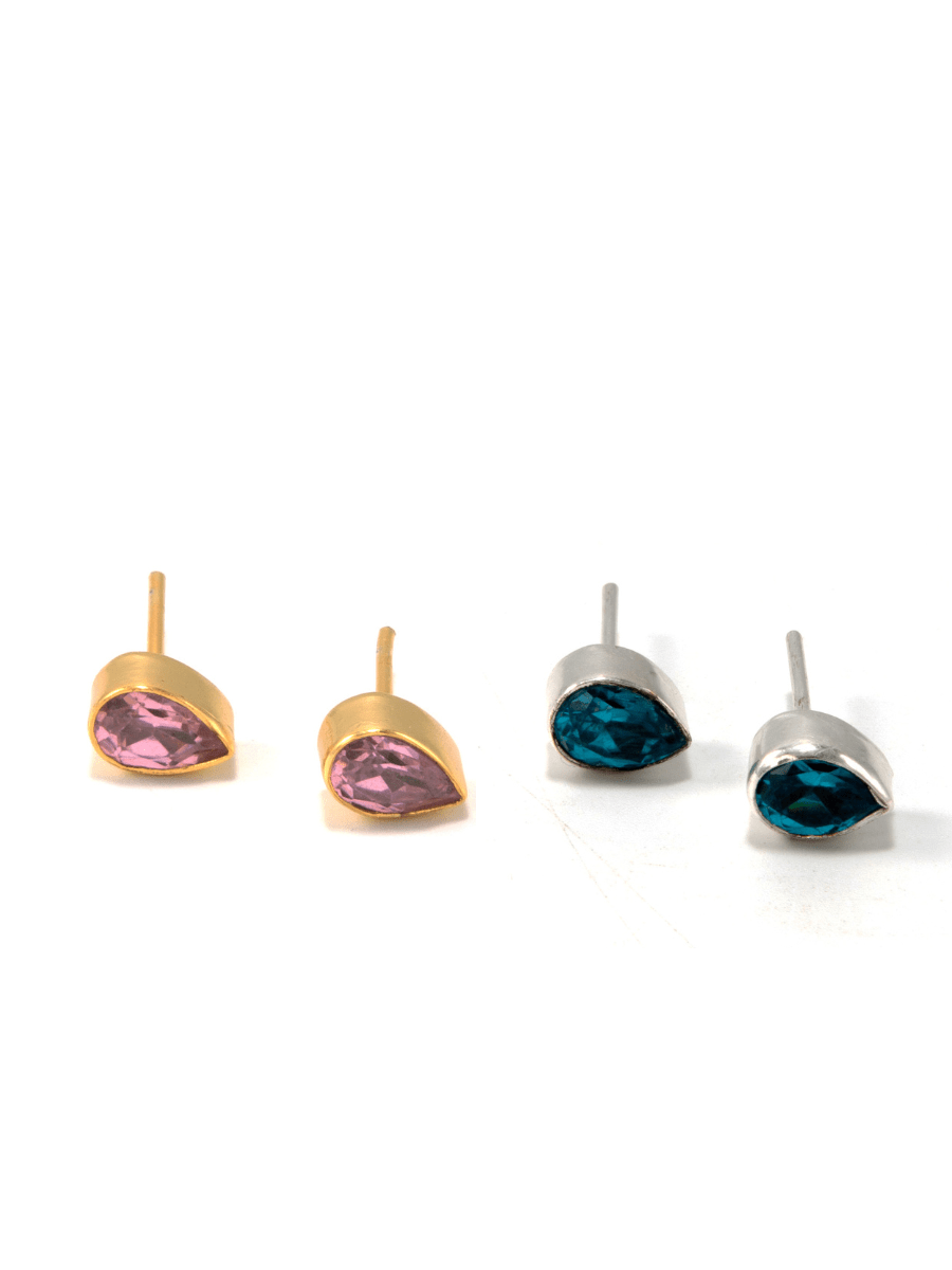 Faceted Teardrop Studs by Fair Anita