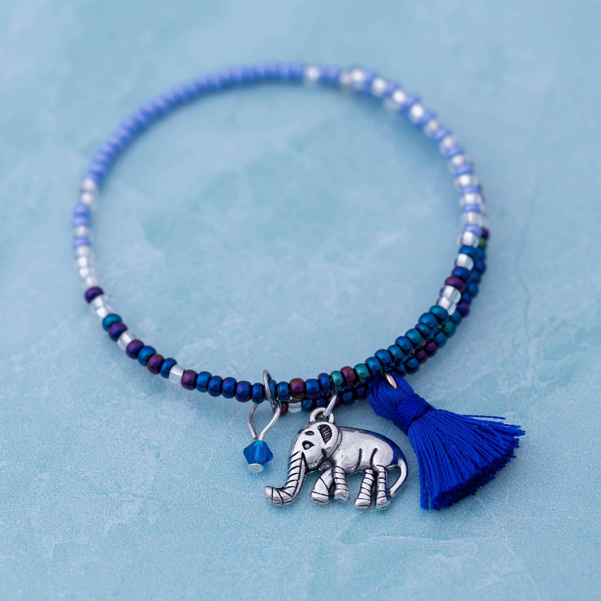 Fair Trade Beaded Blue Elephant Adjustable Bracelet! Bracelets - Fashion La Vie Bien Fair Trade Beaded Blue Elephant Adjustable Bracelet!