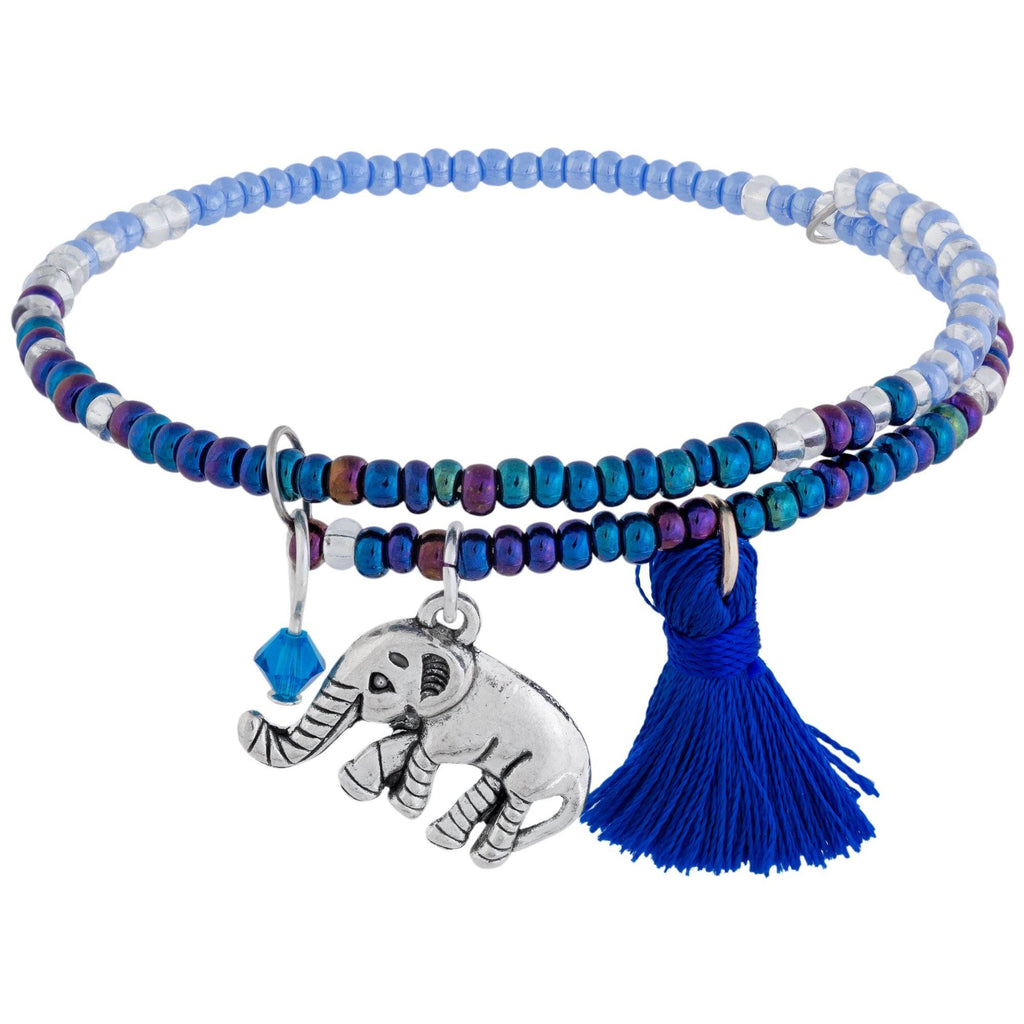 Fair Trade Beaded Blue Elephant Adjustable Bracelet! Bracelets - Fashion La Vie Bien Fair Trade Beaded Blue Elephant Adjustable Bracelet!