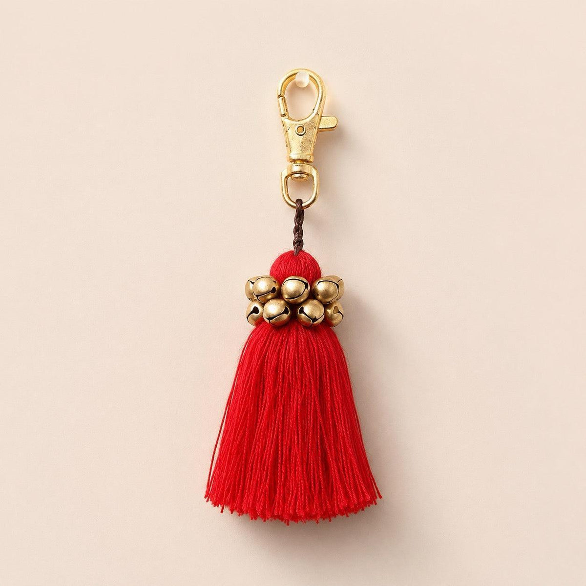 Fair Trade Cotton Tassel Zipper Pull with Bells | Handmade Keychain or Bag Charm from Thailand Bag Charms La Vie Bien Fair Trade Cotton Tassel Zipper Pull with Bells | Handmade Keychain or Bag Charm from Thailand