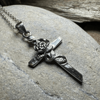 Faithful Rose Cross Necklace in Sterling Silver Pendant La Vie Bien Faithful Rose Cross Necklace in Sterling Silver