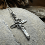 Faithful Rose Cross Necklace in Sterling Silver Pendant La Vie Bien Faithful Rose Cross Necklace in Sterling Silver