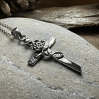 Faithful Rose Cross Necklace in Sterling Silver Pendant La Vie Bien Faithful Rose Cross Necklace in Sterling Silver