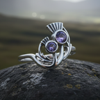 Adairia Scottish Thistle Amethyst Ring in Sterling Silver