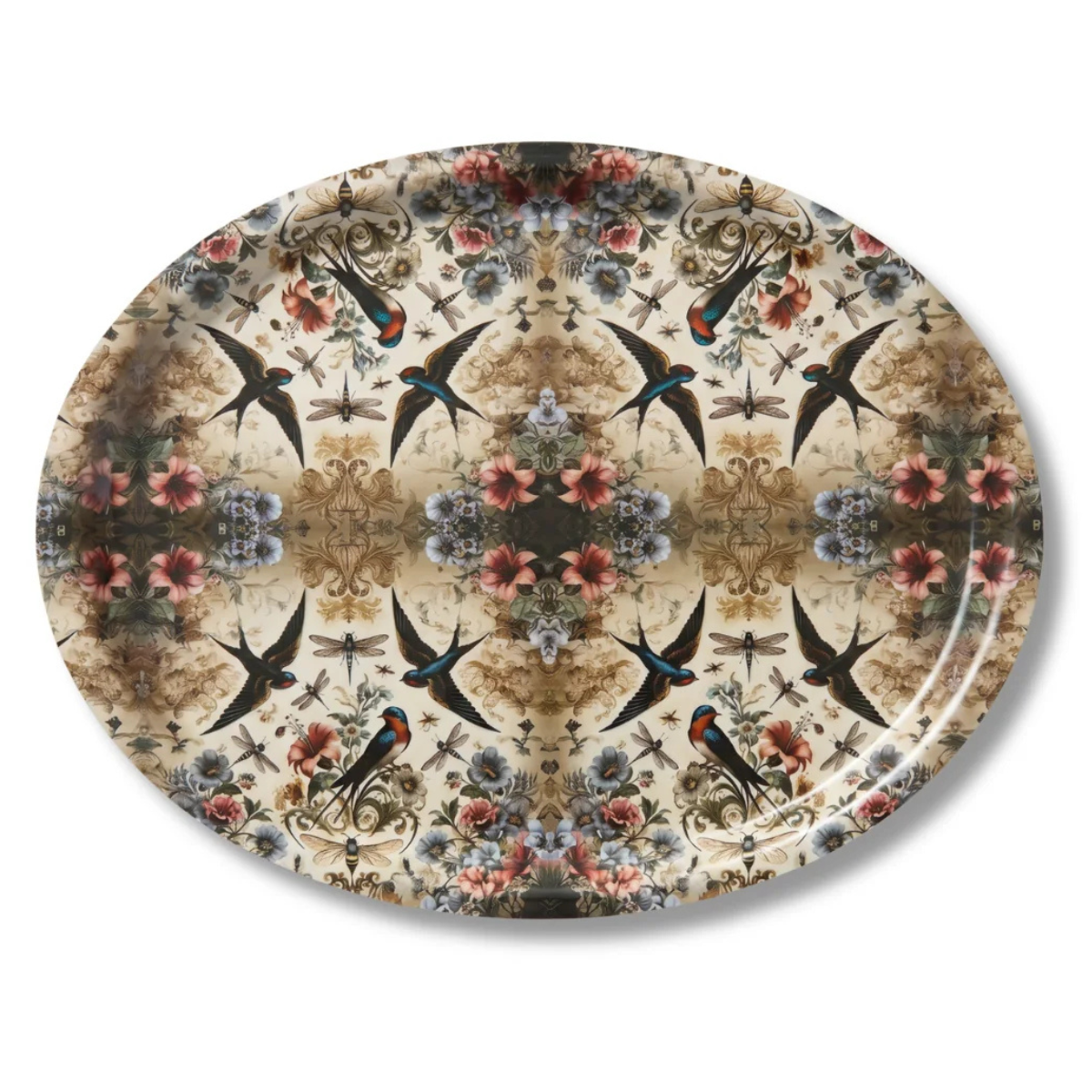 Birds and Bees Birchwood Decorative Tray - Oval